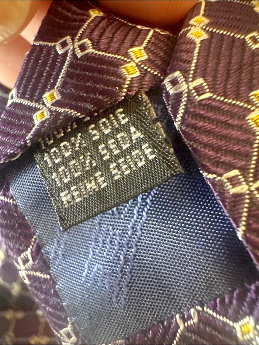 Silk Necktie Navy Grid Pattern Made in Italy Business Tie